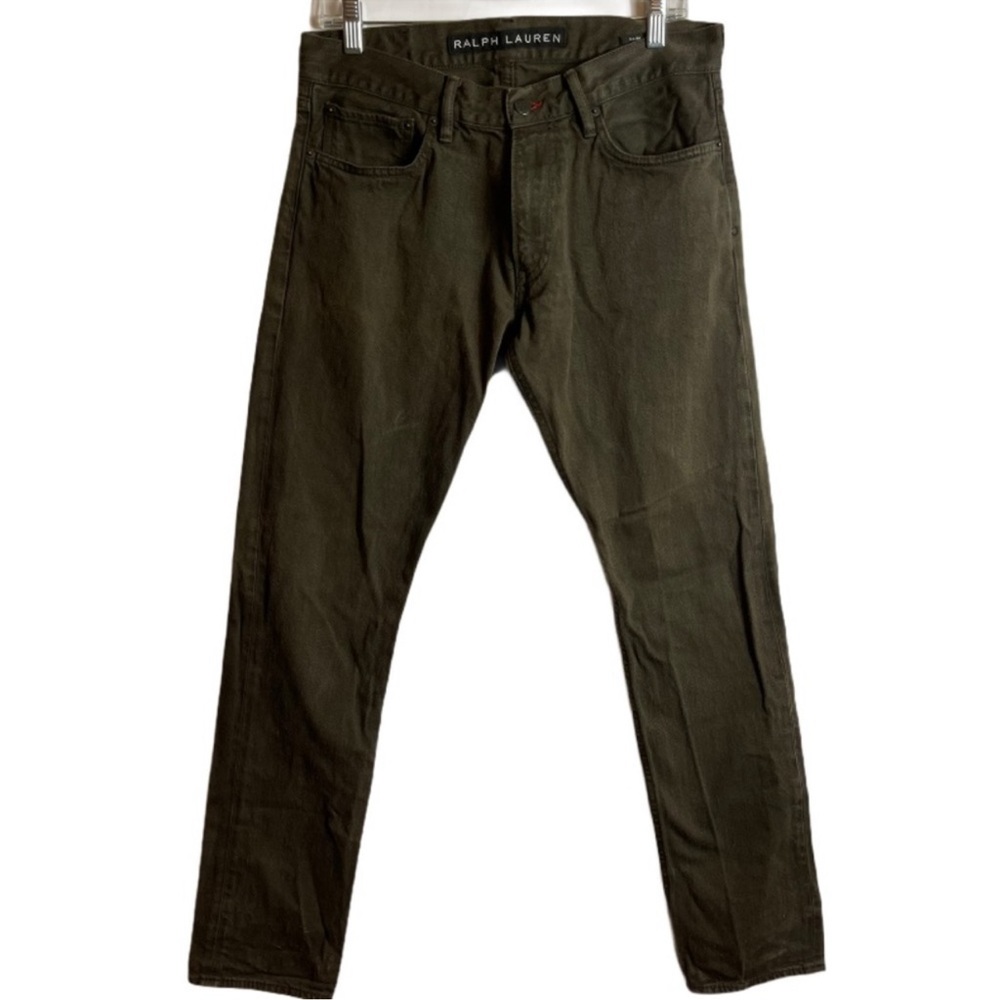 Ralph Lauren Black Label Olive Green Garment Dyed Jeans Size 32x34